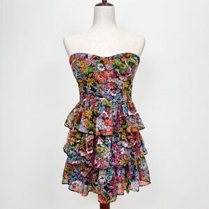 Forever 21 Dress Womens Medium Floral Babydoll Y2K Festival Tiered Feminine Boho